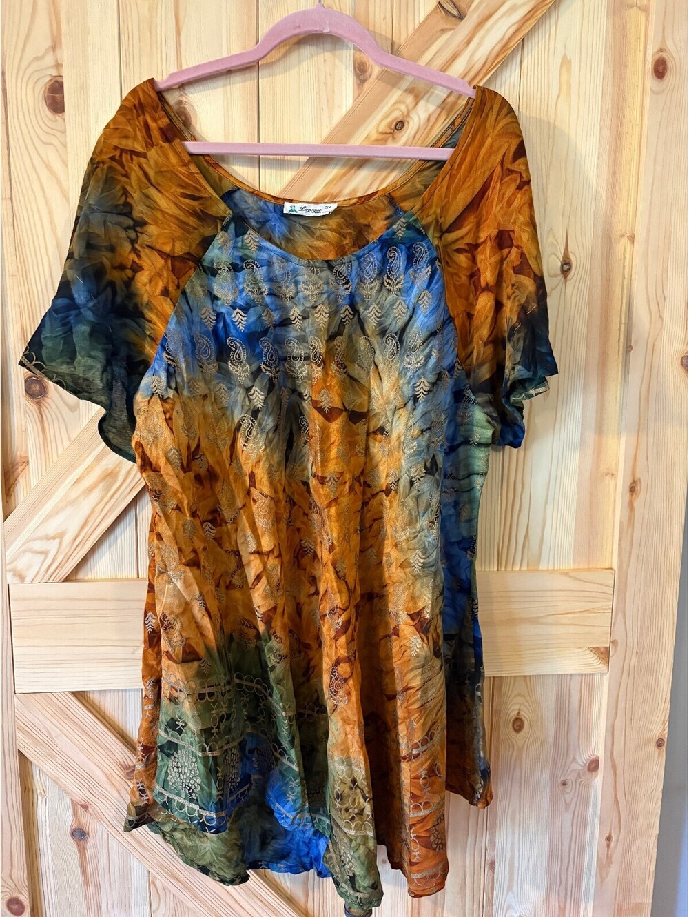 Lapogee Women's Plus Size 2X Rayon Tie-Dye Tunic Top